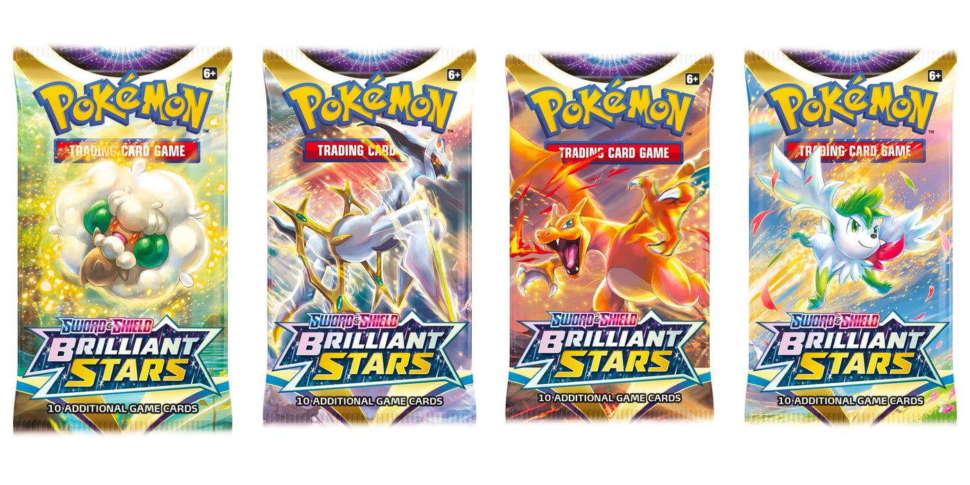 Pokemon Brilliant Stars booster pack - art set (whimsicott, arceus, charizard, shaymin)