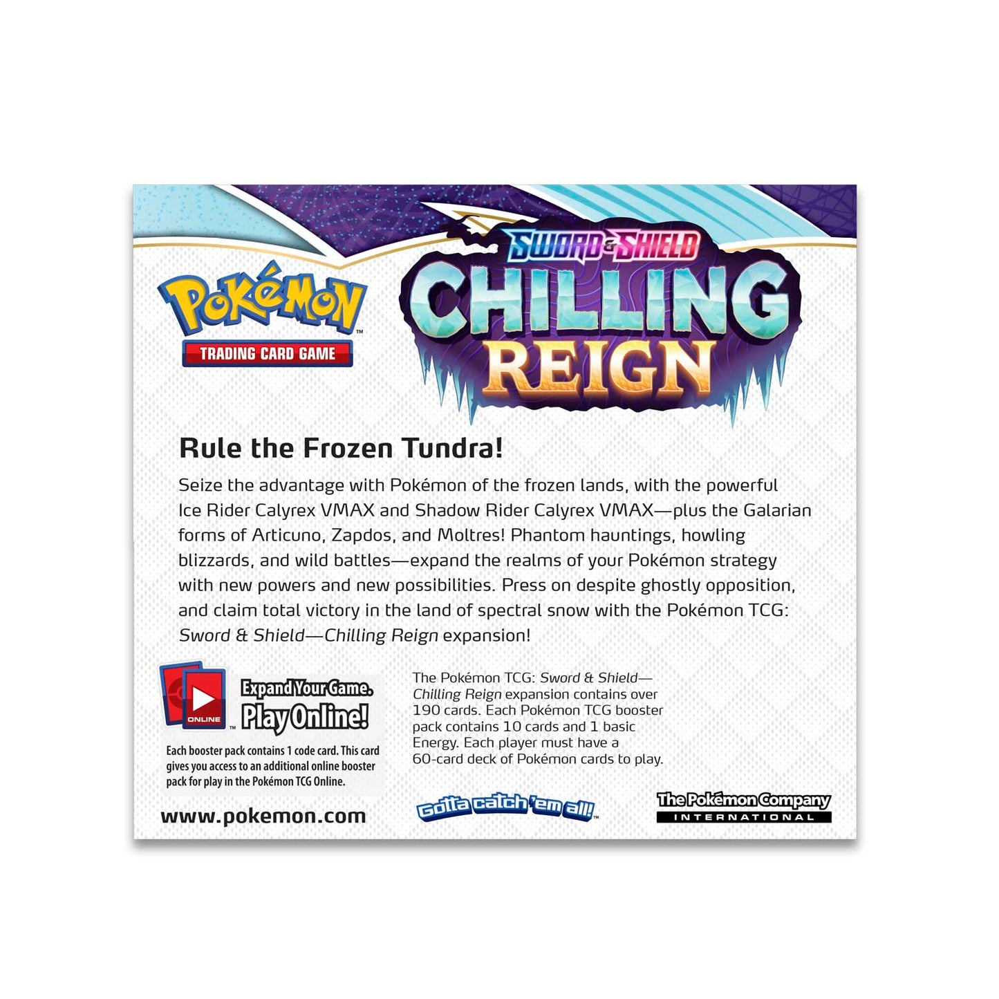 Pokemon Chilling Reign Booster Box achterkant
